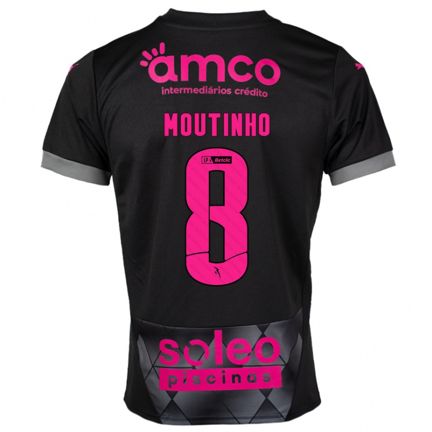 Kandiny Niño Camiseta João Moutinho #8 Negro Rosa 2ª Equipación 2024/25 La Camisa Chile