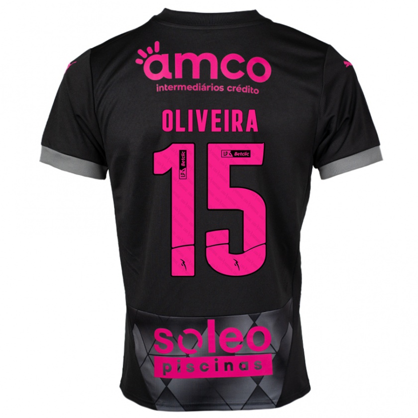 Kandiny Niño Camiseta Paulo Oliveira #15 Negro Rosa 2ª Equipación 2024/25 La Camisa Chile