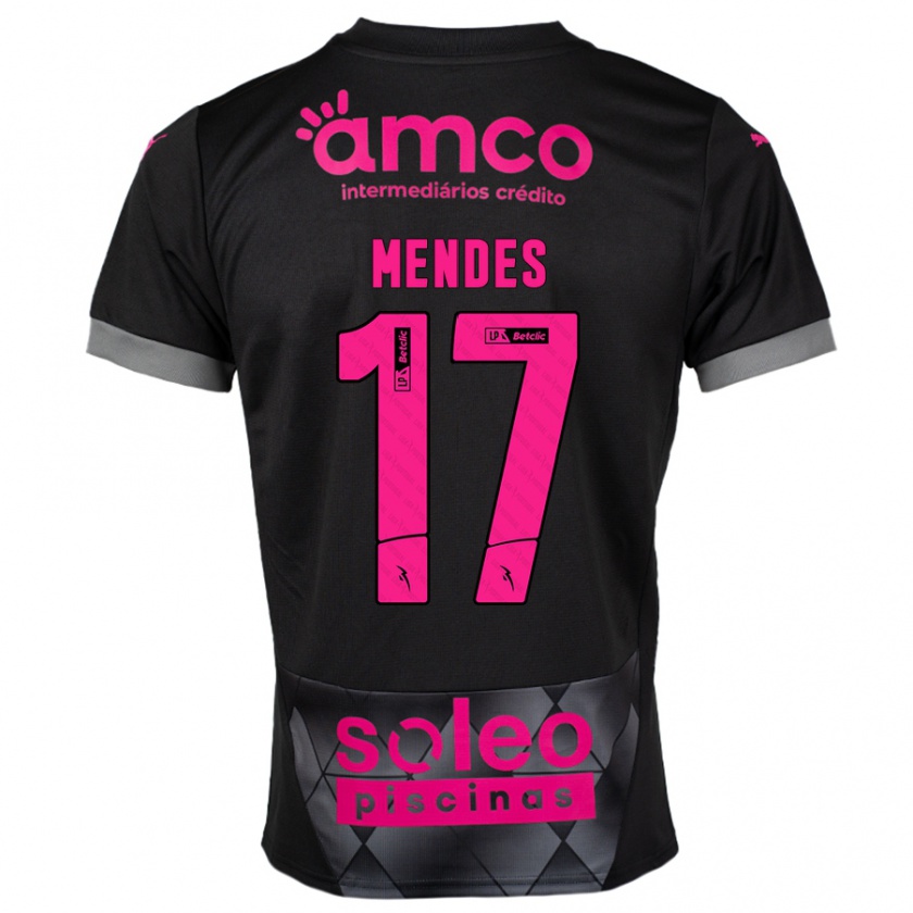 Kandiny Niño Camiseta Joe Mendes #17 Negro Rosa 2ª Equipación 2024/25 La Camisa Chile