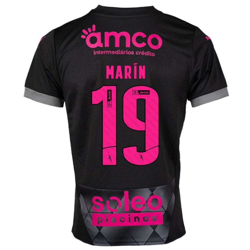 Kandiny Niño Camiseta Adrián Marín #19 Negro Rosa 2ª Equipación 2024/25 La Camisa Chile