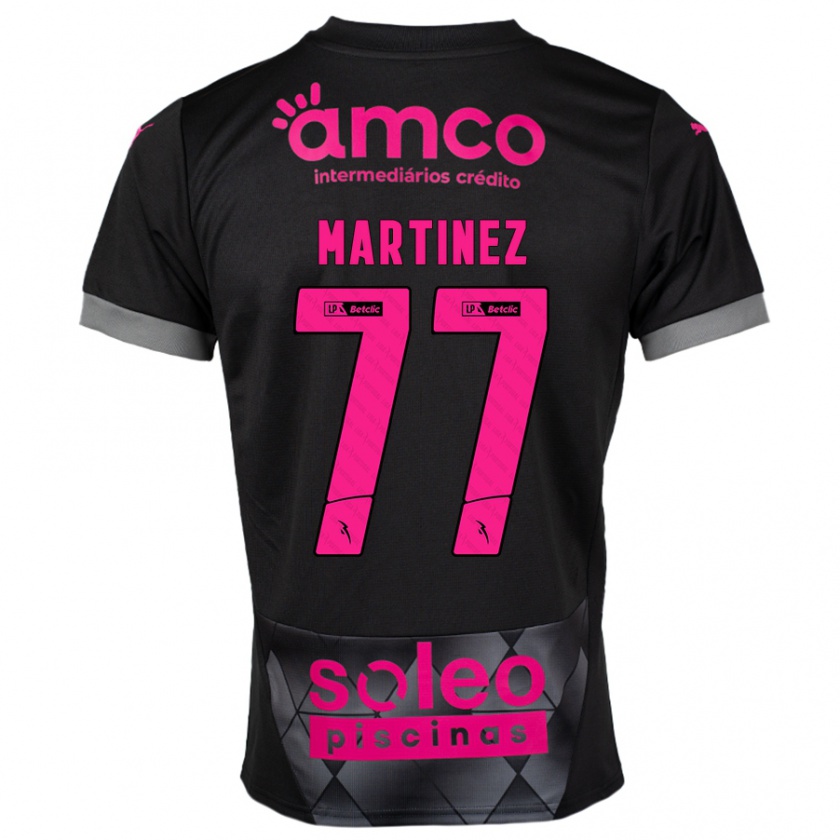 Kandiny Niño Camiseta Gabri Martínez #77 Negro Rosa 2ª Equipación 2024/25 La Camisa Chile