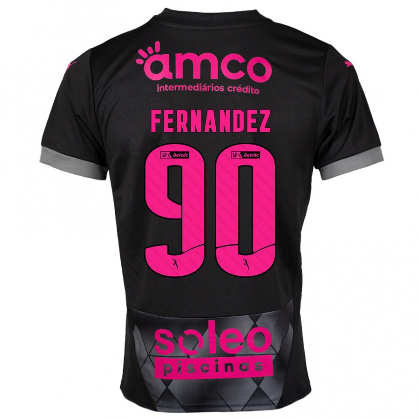 Kandiny Niño Camiseta Roberto Fernández #90 Negro Rosa 2ª Equipación 2024/25 La Camisa Chile