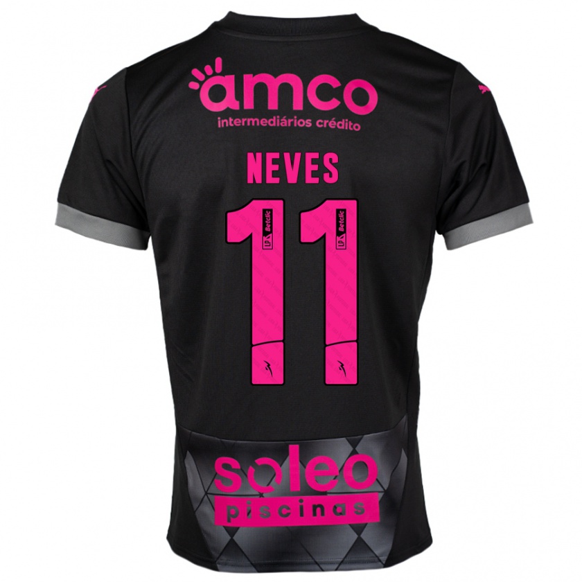 Kandiny Niño Camiseta Bernardo Neves #11 Negro Rosa 2ª Equipación 2024/25 La Camisa Chile