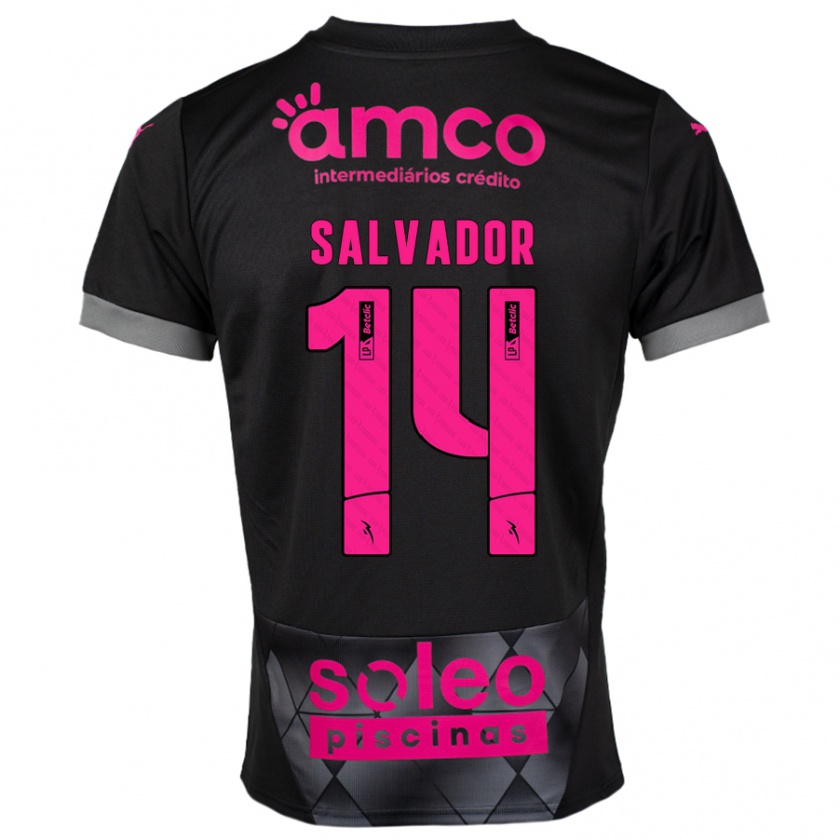 Kandiny Niño Camiseta João Salvador #14 Negro Rosa 2ª Equipación 2024/25 La Camisa Chile