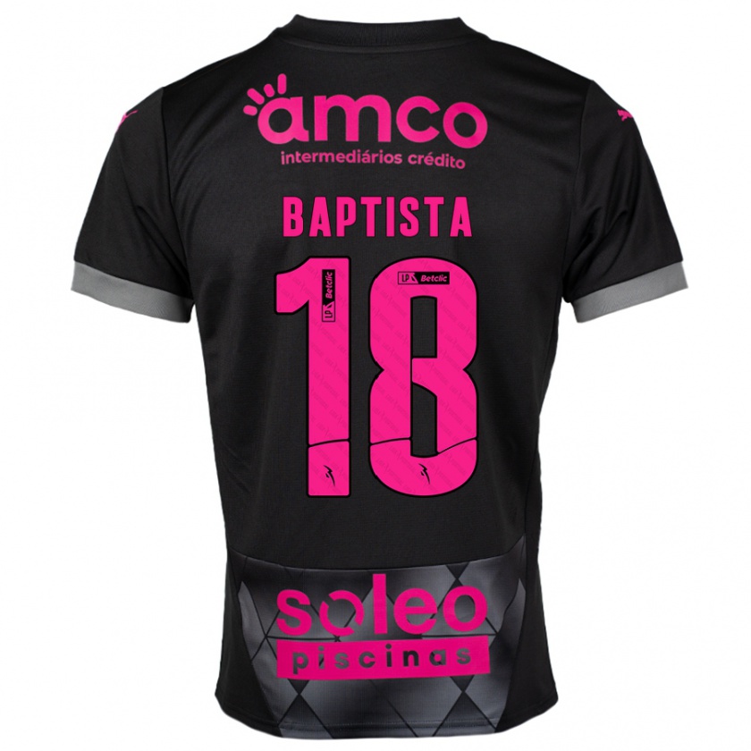 Kandiny Niño Camiseta Tiago Baptista #18 Negro Rosa 2ª Equipación 2024/25 La Camisa Chile