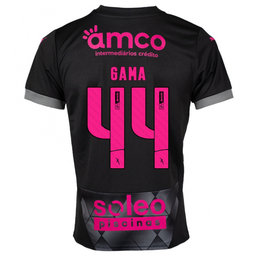 Kandiny Niño Camiseta Dinis Gama #44 Negro Rosa 2ª Equipación 2024/25 La Camisa Chile