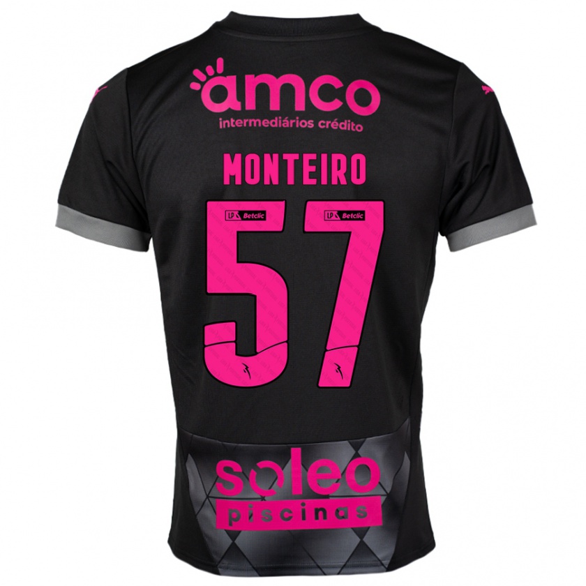 Kandiny Niño Camiseta Jordan Monteiro #57 Negro Rosa 2ª Equipación 2024/25 La Camisa Chile