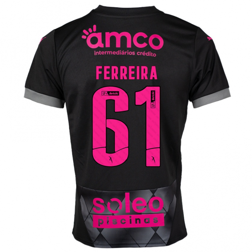 Kandiny Niño Camiseta Tiago Ferreira #61 Negro Rosa 2ª Equipación 2024/25 La Camisa Chile