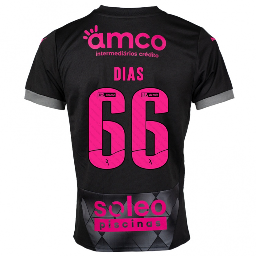 Kandiny Niño Camiseta Gonçalo Dias #66 Negro Rosa 2ª Equipación 2024/25 La Camisa Chile