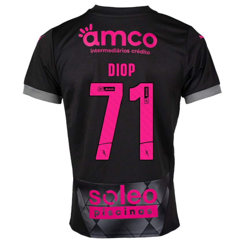 Kandiny Niño Camiseta Mamadou Diop #71 Negro Rosa 2ª Equipación 2024/25 La Camisa Chile