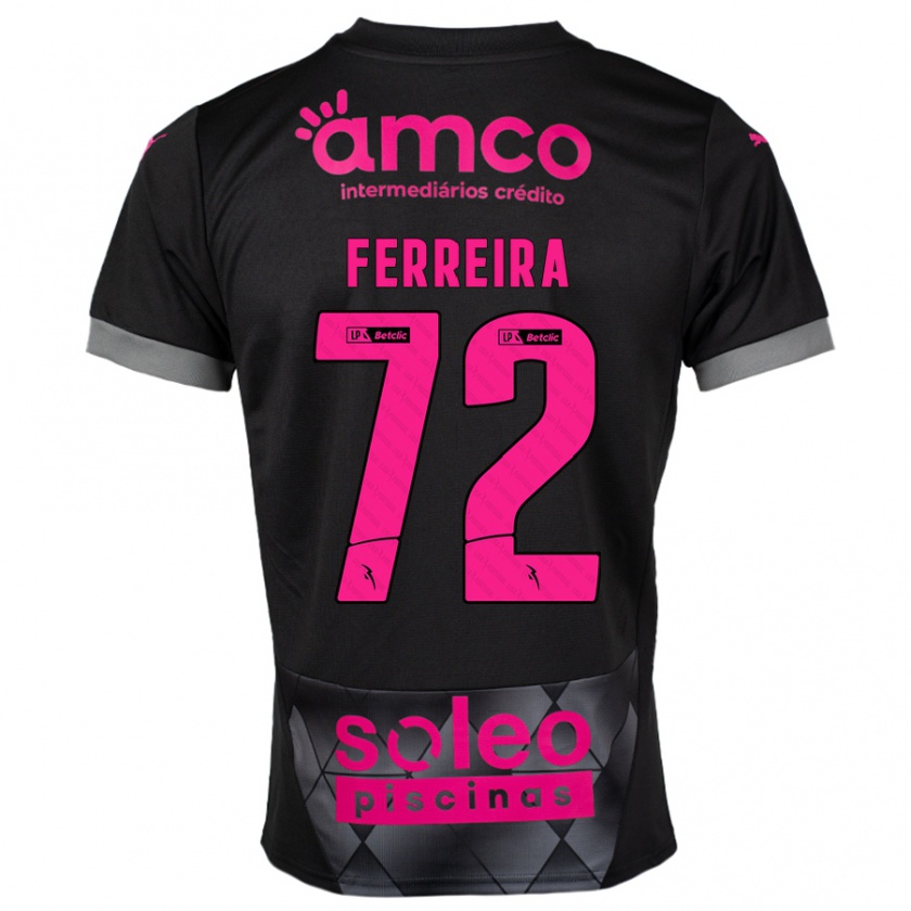 Kandiny Niño Camiseta André Ferreira #72 Negro Rosa 2ª Equipación 2024/25 La Camisa Chile