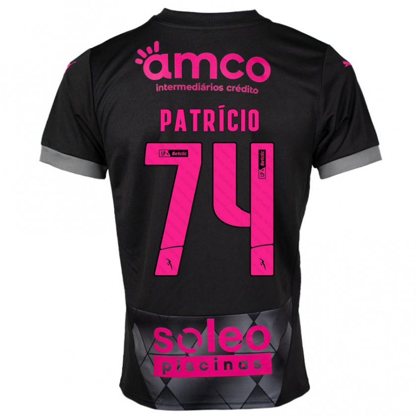 Kandiny Niño Camiseta Nuno Patrício #74 Negro Rosa 2ª Equipación 2024/25 La Camisa Chile