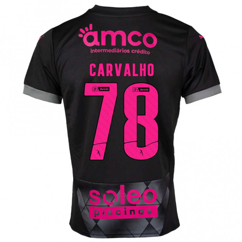 Kandiny Niño Camiseta João Carvalho #78 Negro Rosa 2ª Equipación 2024/25 La Camisa Chile