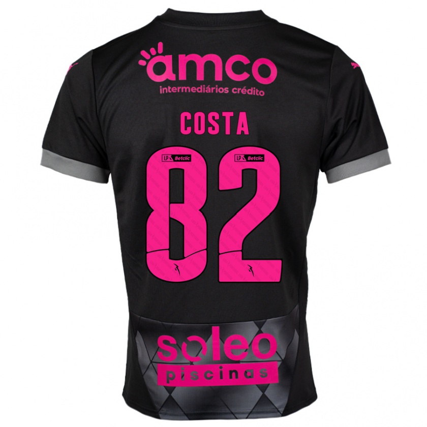 Kandiny Niño Camiseta Gui Costa #82 Negro Rosa 2ª Equipación 2024/25 La Camisa Chile