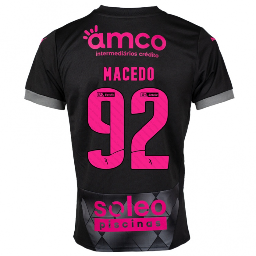 Kandiny Niño Camiseta Rodrigo Macedo #92 Negro Rosa 2ª Equipación 2024/25 La Camisa Chile