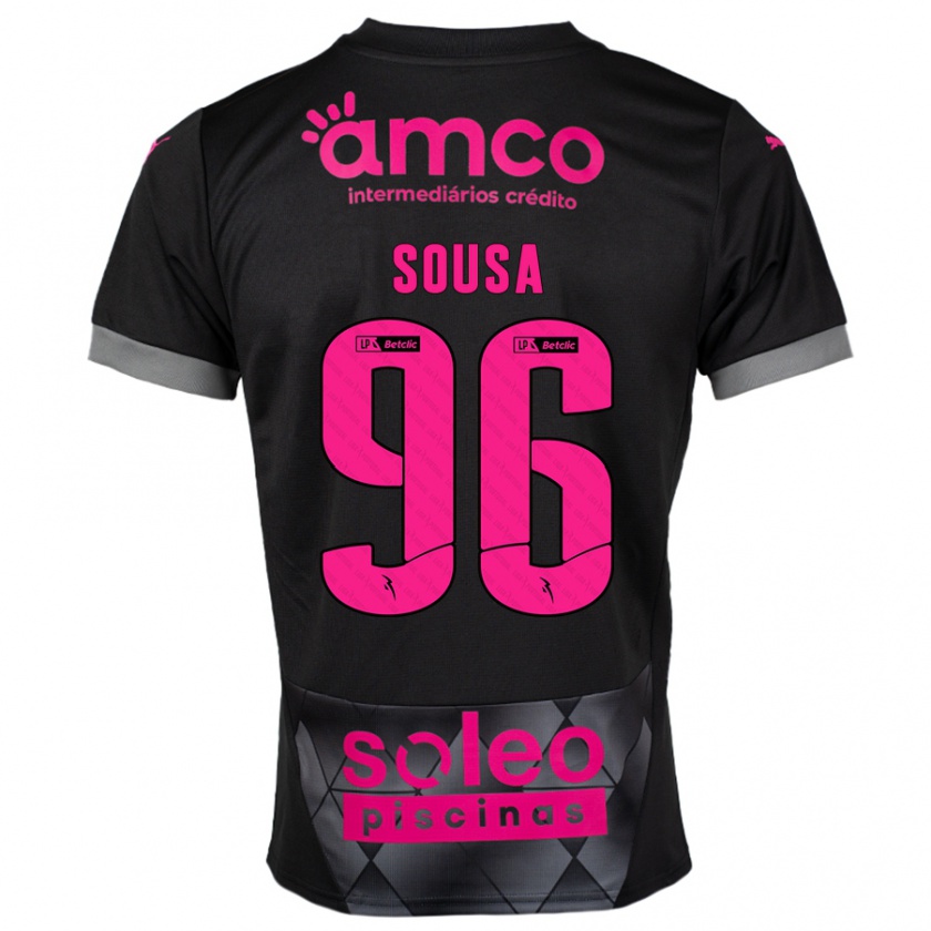 Kandiny Niño Camiseta Afonso Sousa #96 Negro Rosa 2ª Equipación 2024/25 La Camisa Chile