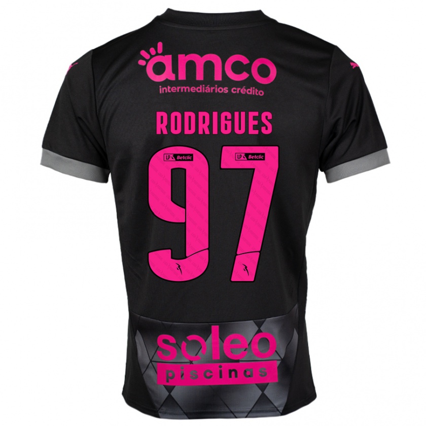 Kandiny Niño Camiseta Dinis Rodrigues #97 Negro Rosa 2ª Equipación 2024/25 La Camisa Chile