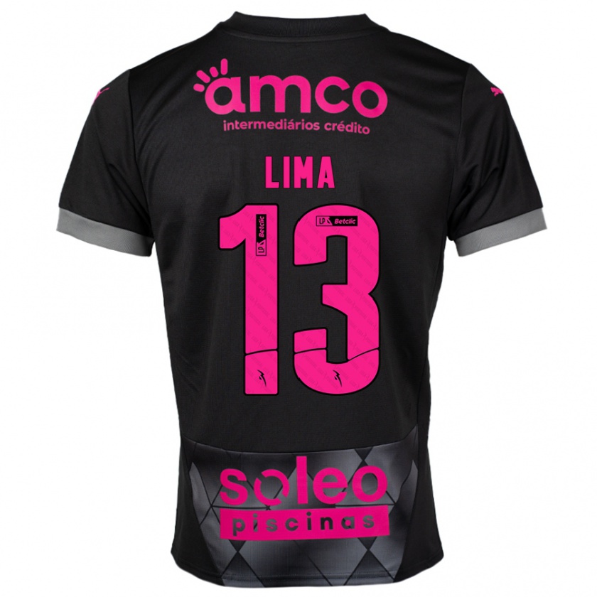 Kandiny Niño Camiseta Aline Lima #13 Negro Rosa 2ª Equipación 2024/25 La Camisa Chile