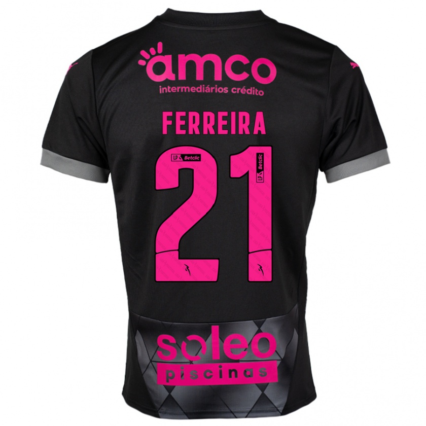 Kandiny Niño Camiseta Ana Carolina Ferreira #21 Negro Rosa 2ª Equipación 2024/25 La Camisa Chile