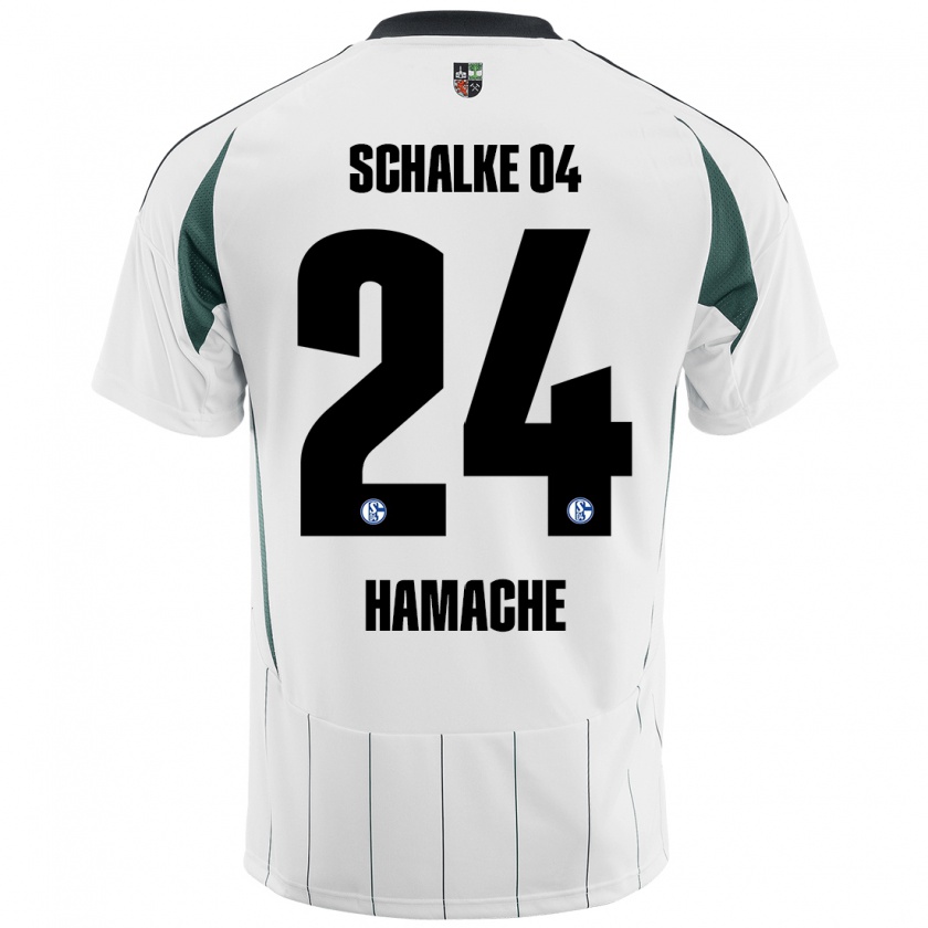 Kandiny Niño Camiseta Ilyes Hamache #24 Blanco Verde 2ª Equipación 2024/25 La Camisa Chile