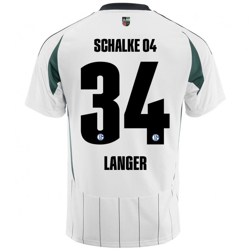 Kandiny Niño Camiseta Michael Langer #34 Blanco Verde 2ª Equipación 2024/25 La Camisa Chile