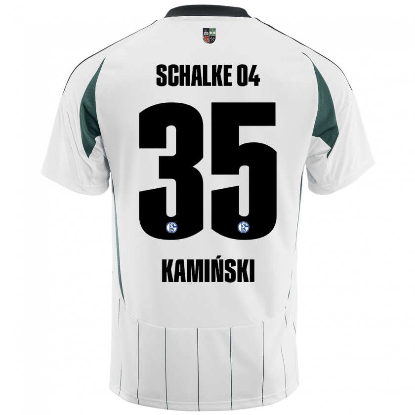 Kandiny Niño Camiseta Marcin Kaminski #35 Blanco Verde 2ª Equipación 2024/25 La Camisa Chile