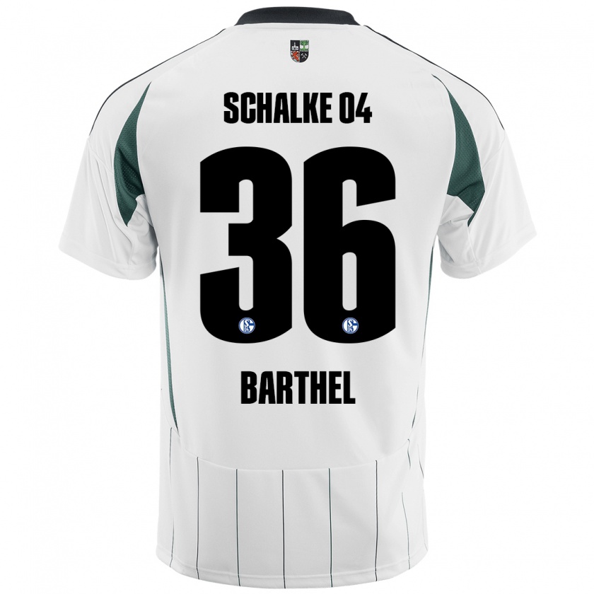 Kandiny Niño Camiseta Niklas Barthel #36 Blanco Verde 2ª Equipación 2024/25 La Camisa Chile