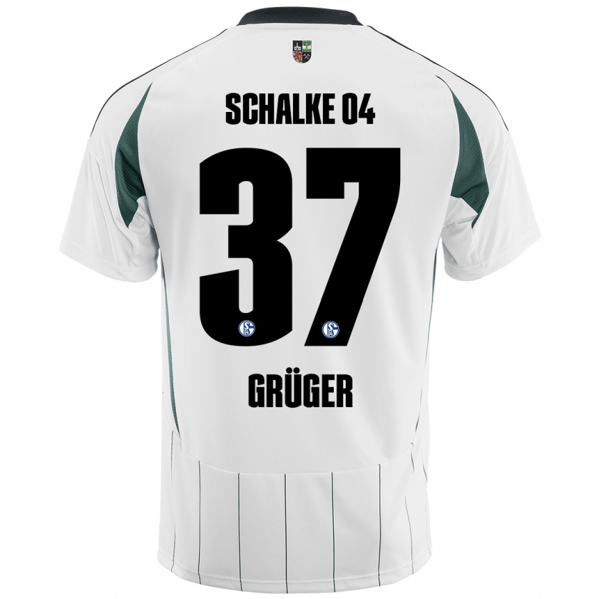 Kandiny Niño Camiseta Max Grüger #37 Blanco Verde 2ª Equipación 2024/25 La Camisa Chile