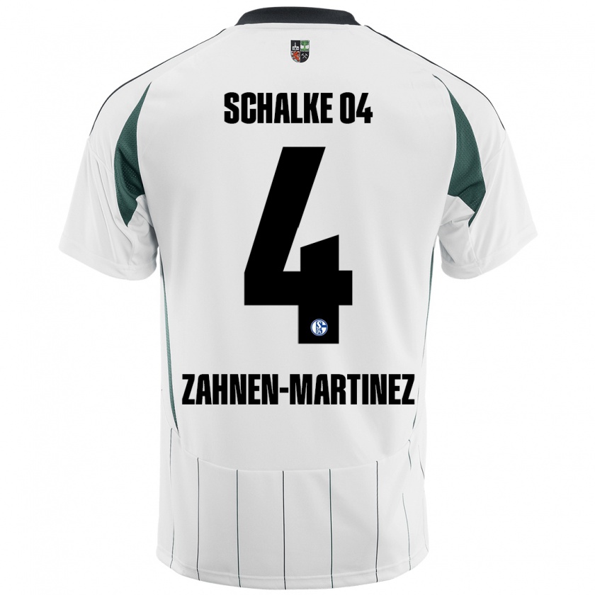 Kandiny Niño Camiseta Pablo Zahnen-Martinez #4 Blanco Verde 2ª Equipación 2024/25 La Camisa Chile