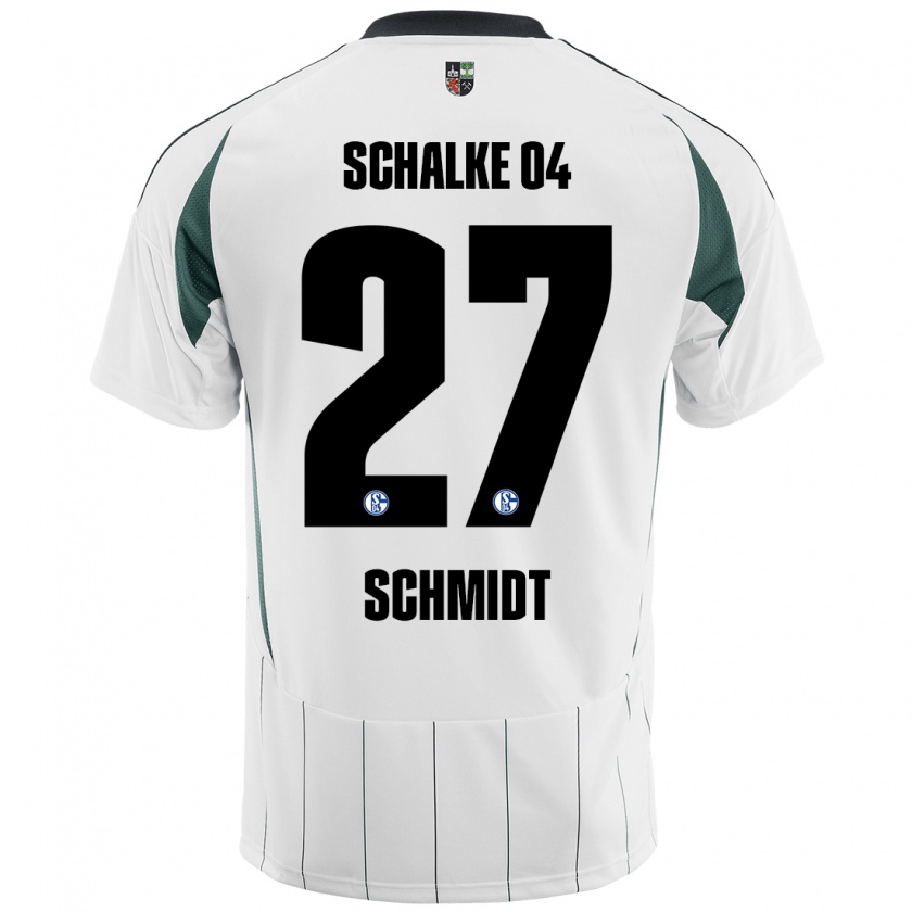 Kandiny Niño Camiseta Tim Schmidt #27 Blanco Verde 2ª Equipación 2024/25 La Camisa Chile