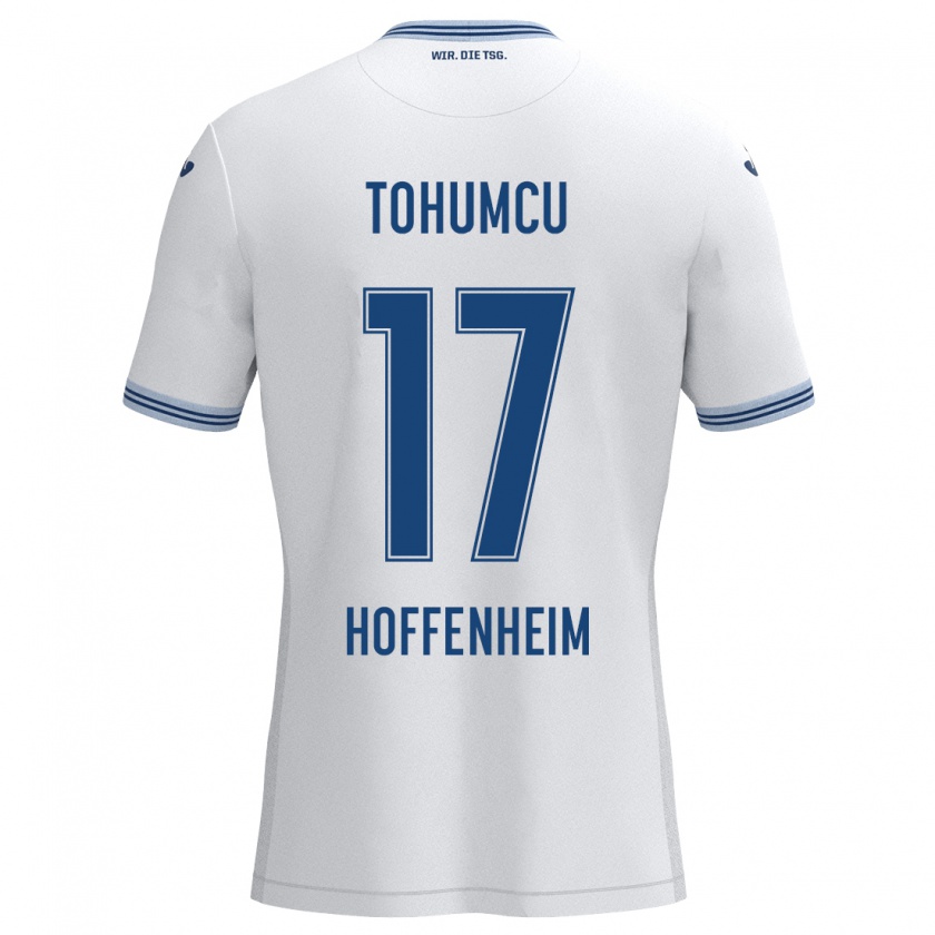 Kandiny Niño Camiseta Umut Tohumcu #17 Blanco Azul 2ª Equipación 2024/25 La Camisa Chile