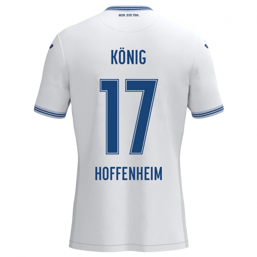 Kandiny Niño Camiseta Noah König #17 Blanco Azul 2ª Equipación 2024/25 La Camisa Chile