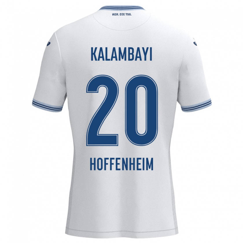 Kandiny Niño Camiseta Simon Kalambayi #20 Blanco Azul 2ª Equipación 2024/25 La Camisa Chile