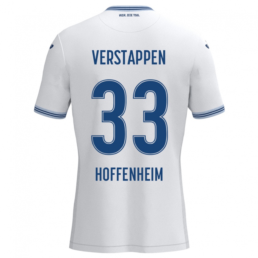 Kandiny Niño Camiseta Eric Verstappen #33 Blanco Azul 2ª Equipación 2024/25 La Camisa Chile