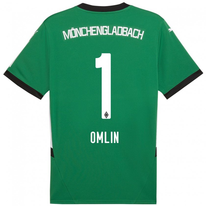 Kandiny Niño Camiseta Jonas Omlin #1 Verde Blanco 2ª Equipación 2024/25 La Camisa Chile