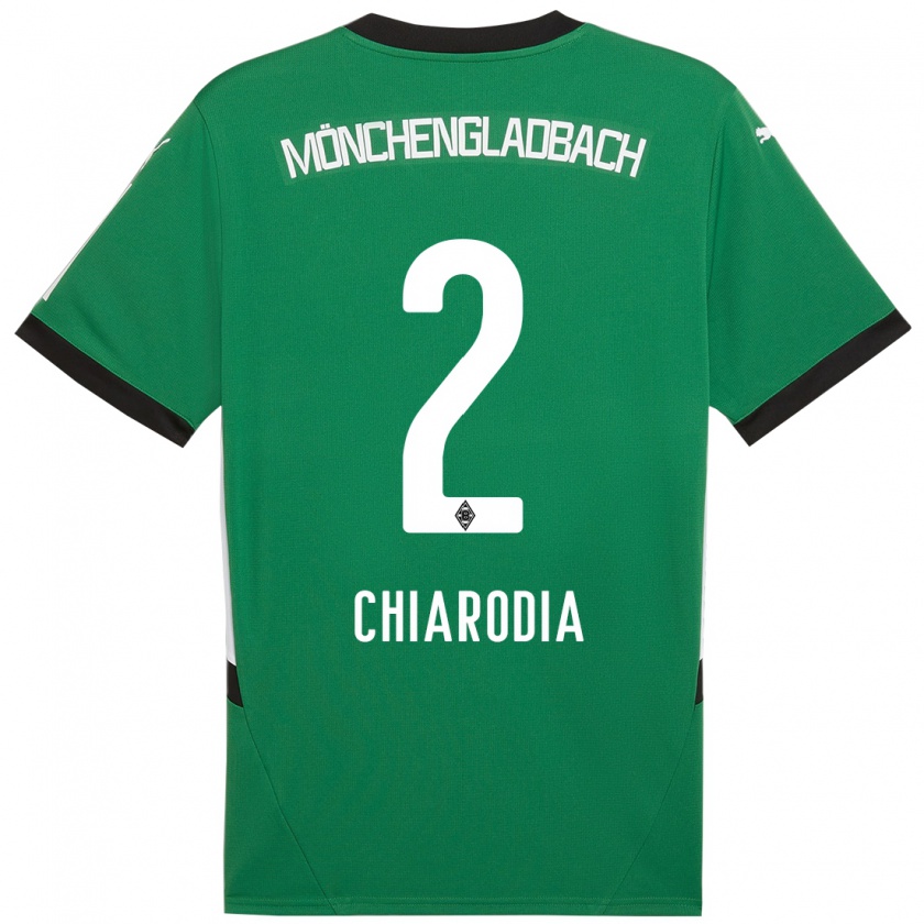 Kandiny Niño Camiseta Fabio Chiarodia #2 Verde Blanco 2ª Equipación 2024/25 La Camisa Chile