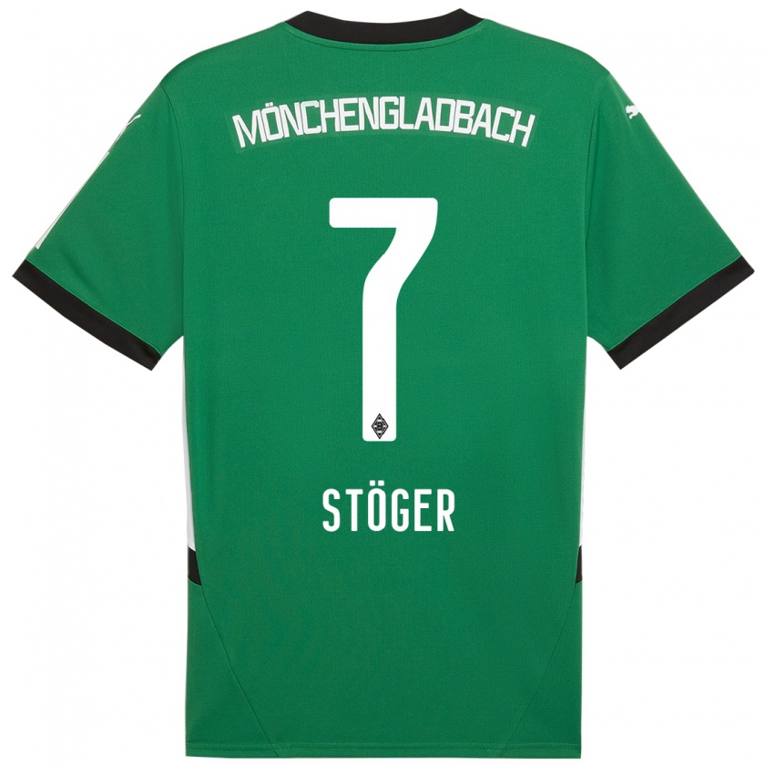 Kandiny Niño Camiseta Kevin Stöger #7 Verde Blanco 2ª Equipación 2024/25 La Camisa Chile