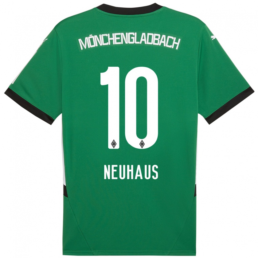 Kandiny Niño Camiseta Florian Neuhaus #10 Verde Blanco 2ª Equipación 2024/25 La Camisa Chile