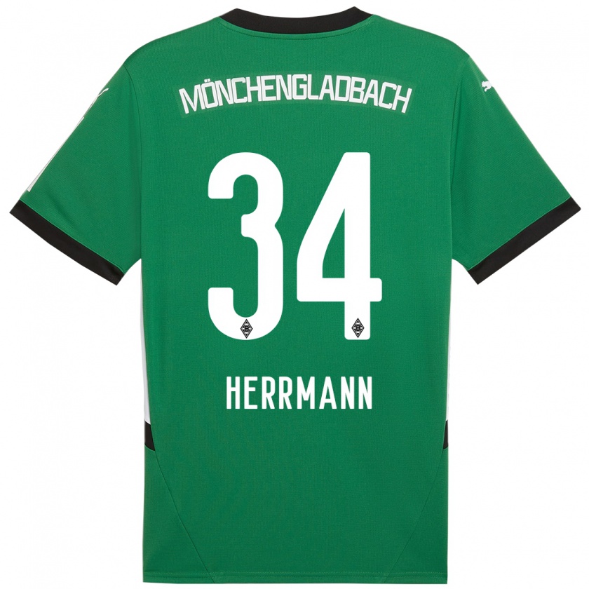 Kandiny Niño Camiseta Charles Herrmann #34 Verde Blanco 2ª Equipación 2024/25 La Camisa Chile