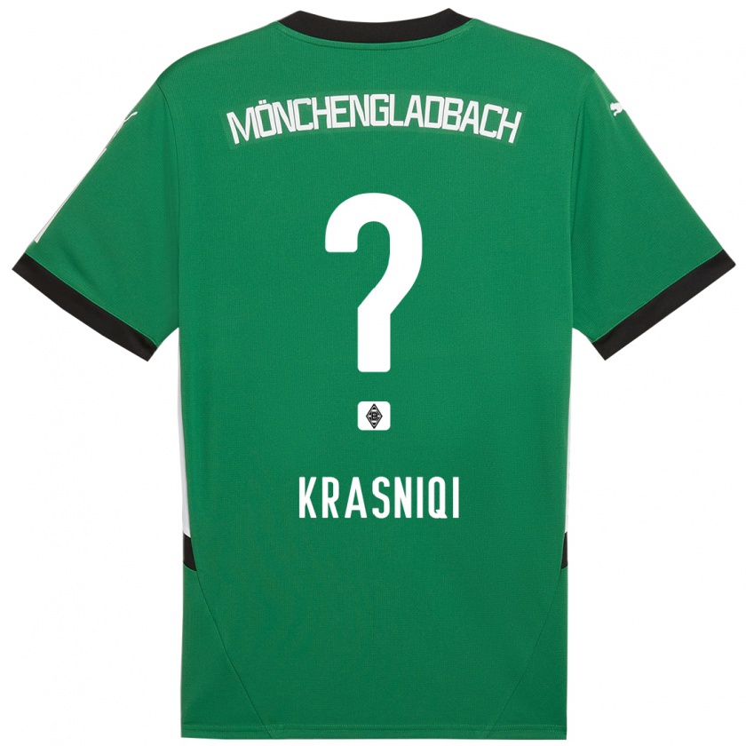 Kandiny Niño Camiseta Engjell Krasniqi #0 Verde Blanco 2ª Equipación 2024/25 La Camisa Chile