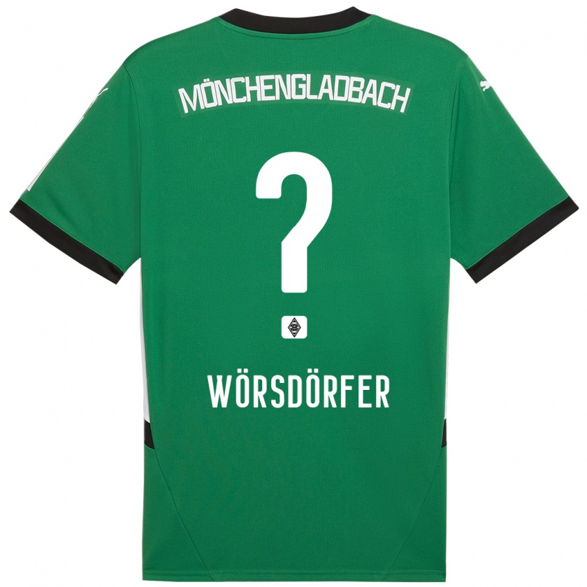 Kandiny Niño Camiseta Len Wörsdörfer #0 Verde Blanco 2ª Equipación 2024/25 La Camisa Chile