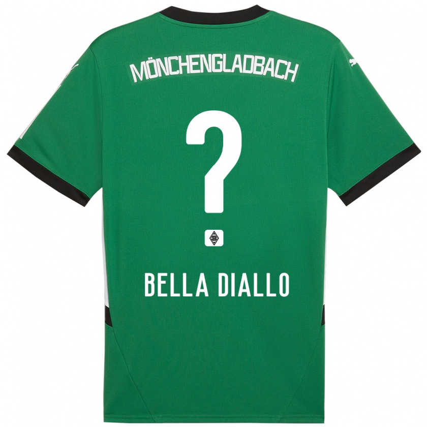 Kandiny Niño Camiseta Oumar Bella Diallo #0 Verde Blanco 2ª Equipación 2024/25 La Camisa Chile