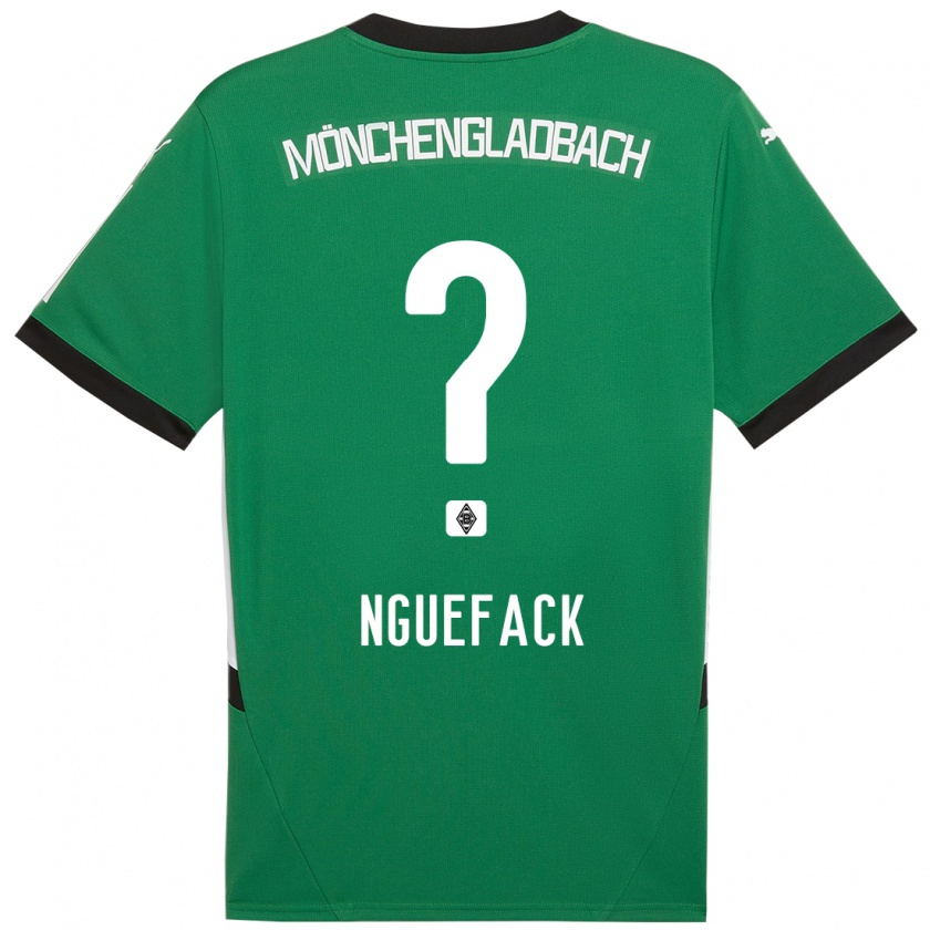 Kandiny Niño Camiseta Mathieu Nguefack #0 Verde Blanco 2ª Equipación 2024/25 La Camisa Chile