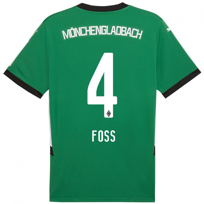 Kandiny Niño Camiseta Jonathan Foss #4 Verde Blanco 2ª Equipación 2024/25 La Camisa Chile