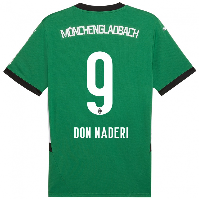 Kandiny Niño Camiseta Ryan Naderi #9 Verde Blanco 2ª Equipación 2024/25 La Camisa Chile