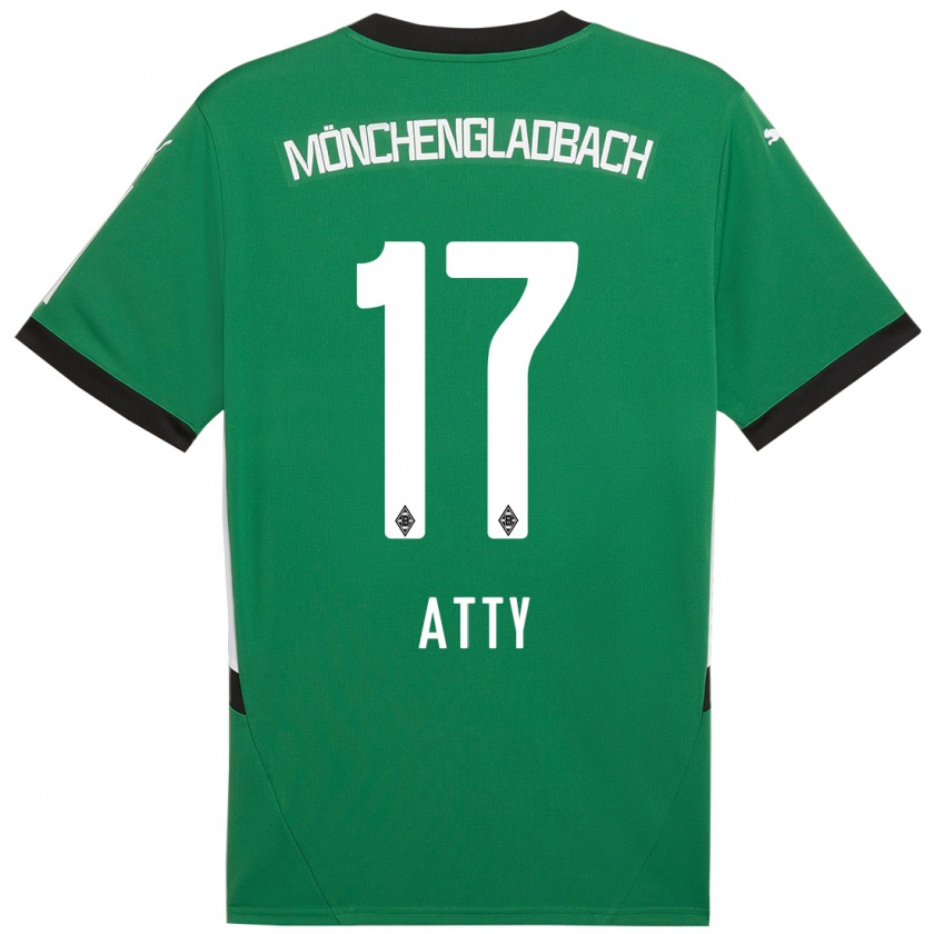 Kandiny Niño Camiseta Yassir Atty #17 Verde Blanco 2ª Equipación 2024/25 La Camisa Chile