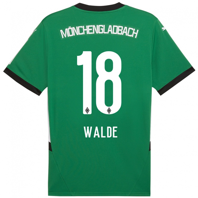 Kandiny Niño Camiseta Simon Walde #18 Verde Blanco 2ª Equipación 2024/25 La Camisa Chile