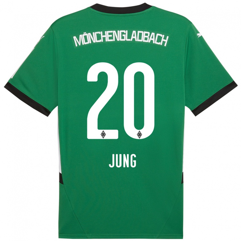 Kandiny Niño Camiseta In-Gyom Jung #20 Verde Blanco 2ª Equipación 2024/25 La Camisa Chile