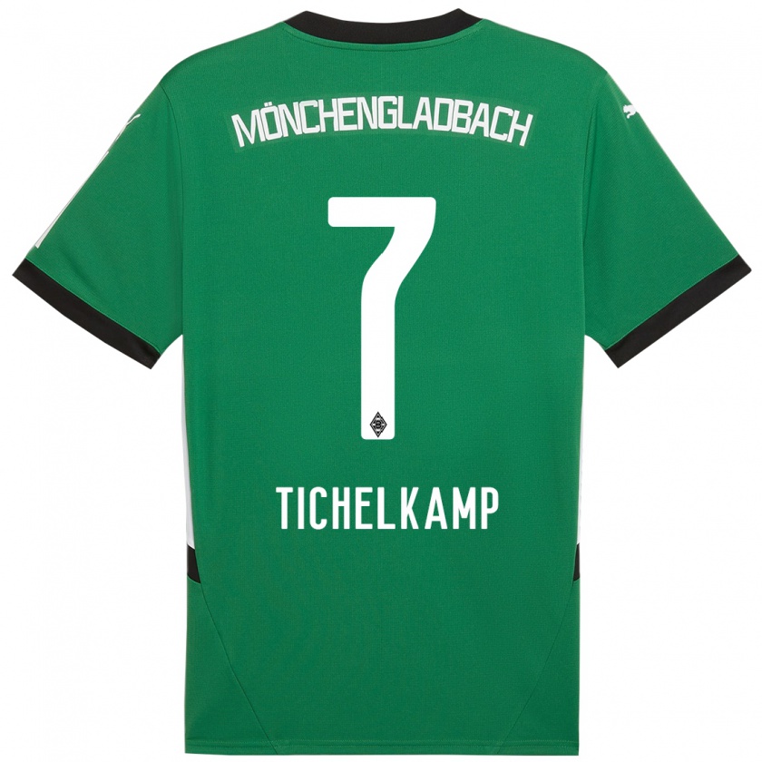 Kandiny Niño Camiseta Emily Tichelkamp #7 Verde Blanco 2ª Equipación 2024/25 La Camisa Chile