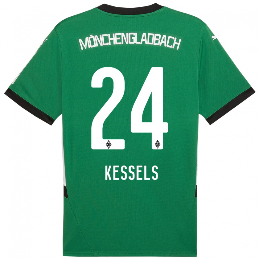 Kandiny Niño Camiseta Imke Kessels #24 Verde Blanco 2ª Equipación 2024/25 La Camisa Chile